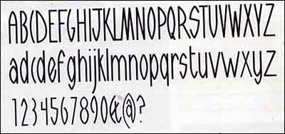 A new font devised by a chap named Kevin Simpson - it's called Jonathan, which happens to be the name of my godson who recently had a birthday and was given, by me, a blue Brasil shirt